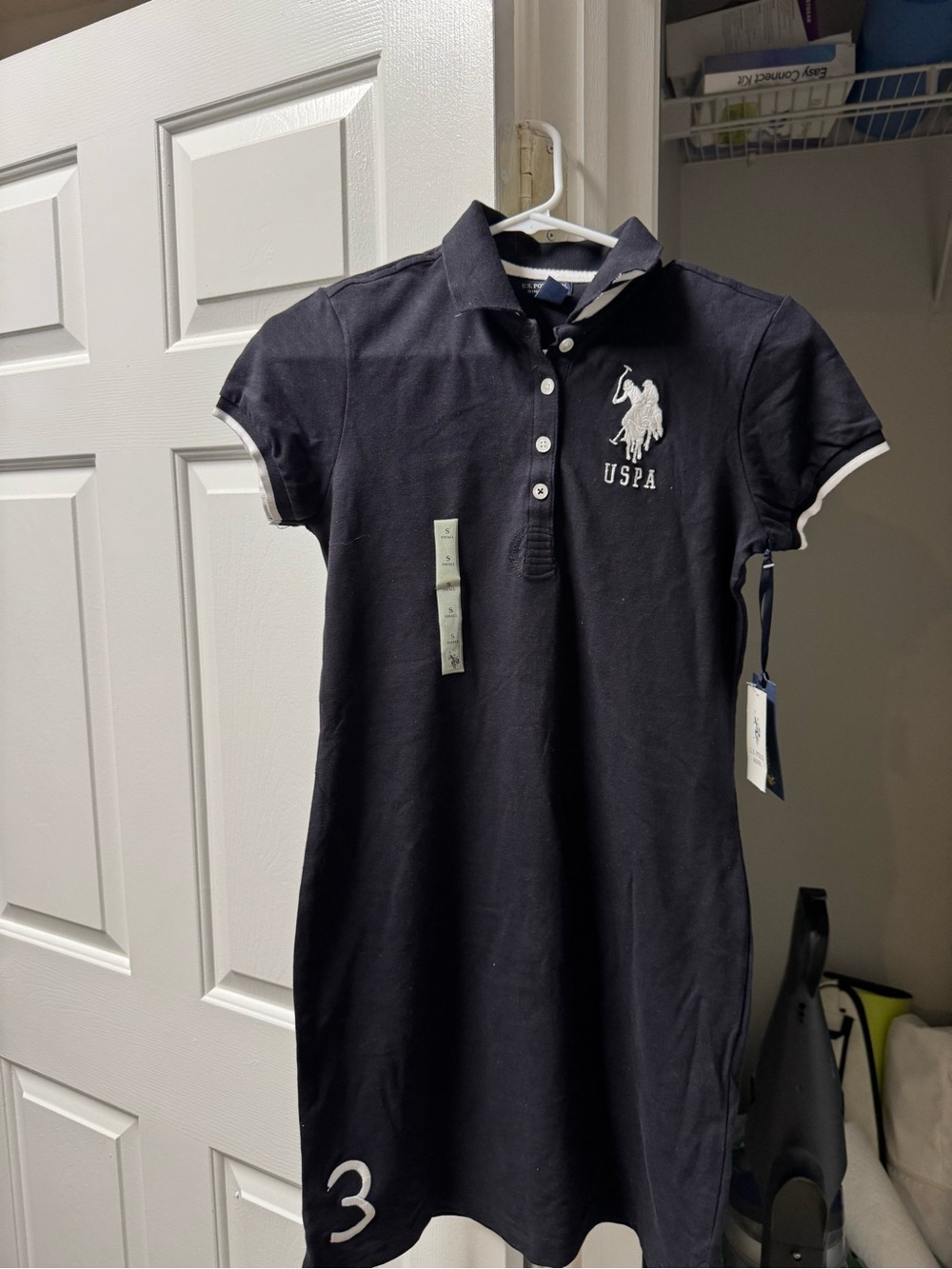 U.S. Polo Assn. Navy Polo Dress with White Logo Trim
